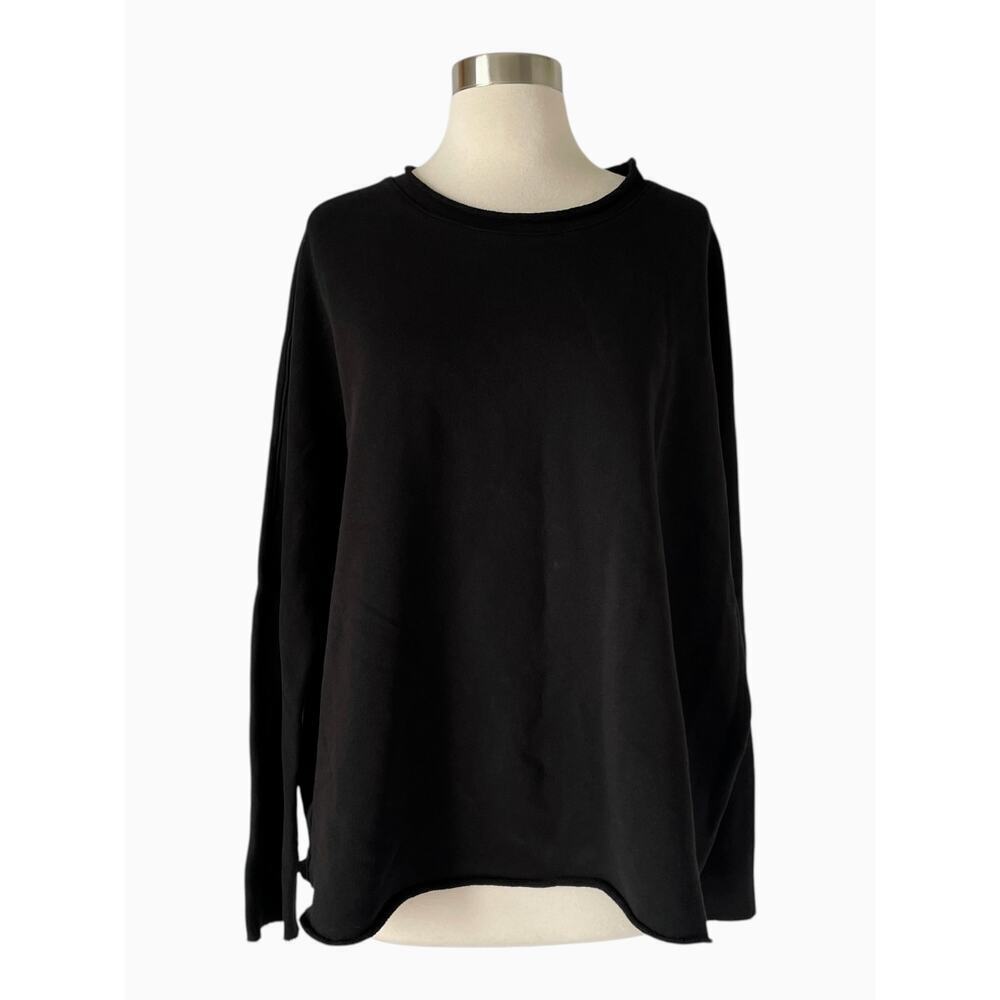 Frank & Elieen Anna Long Sleeve Capelet Triple Terry Fleece Black - Picture 7 of 7